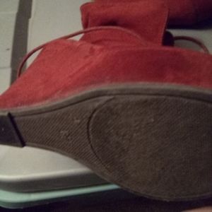 Red suede ankle boots